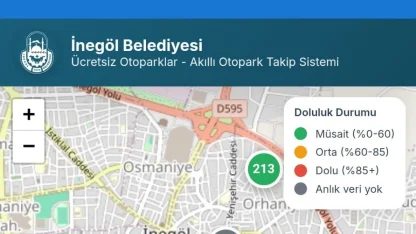 İnegöl’de ücretsiz otoparkların anlık doluluk oranı artık mobil uygulamada