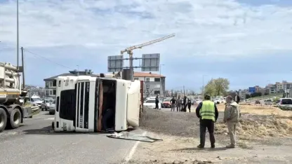 Tekirdağ'da ayçiçeği yüklü TIR devrildi