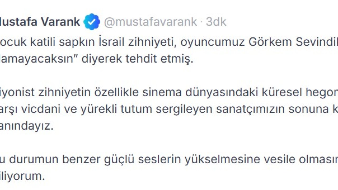 Varank’tan oyuncu Görkem Sevindik’e destek