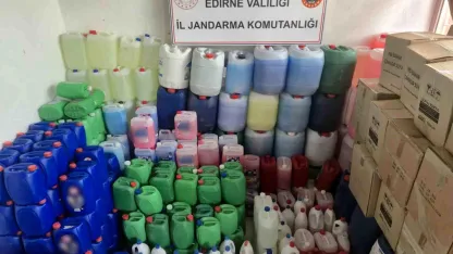 Edirne’de 4 bin 613 litre sahte sıvı deterjan ve ham maddesi ele geçirildi