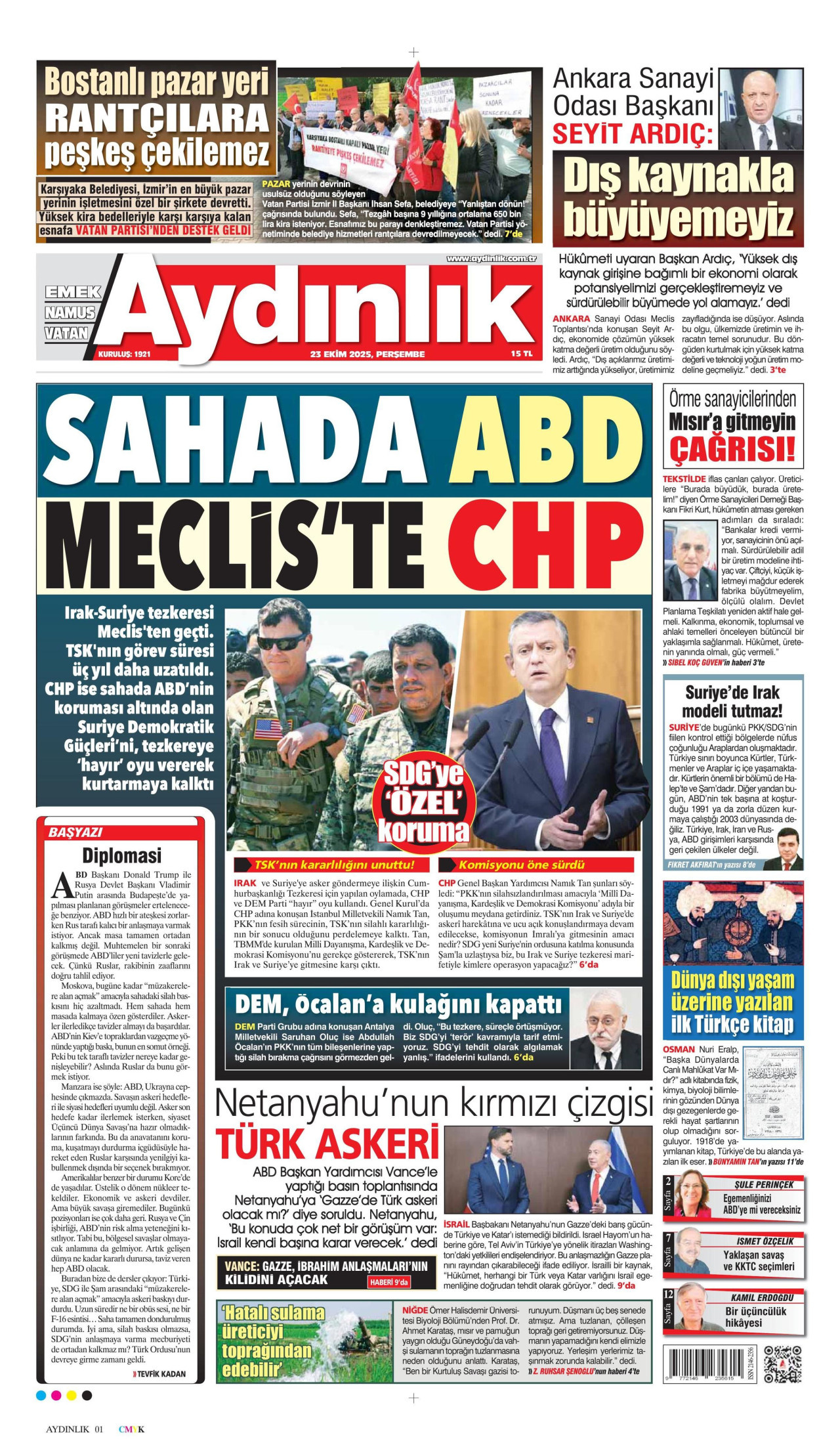 AYDINLIK GAZETESİ Gazete Manşeti