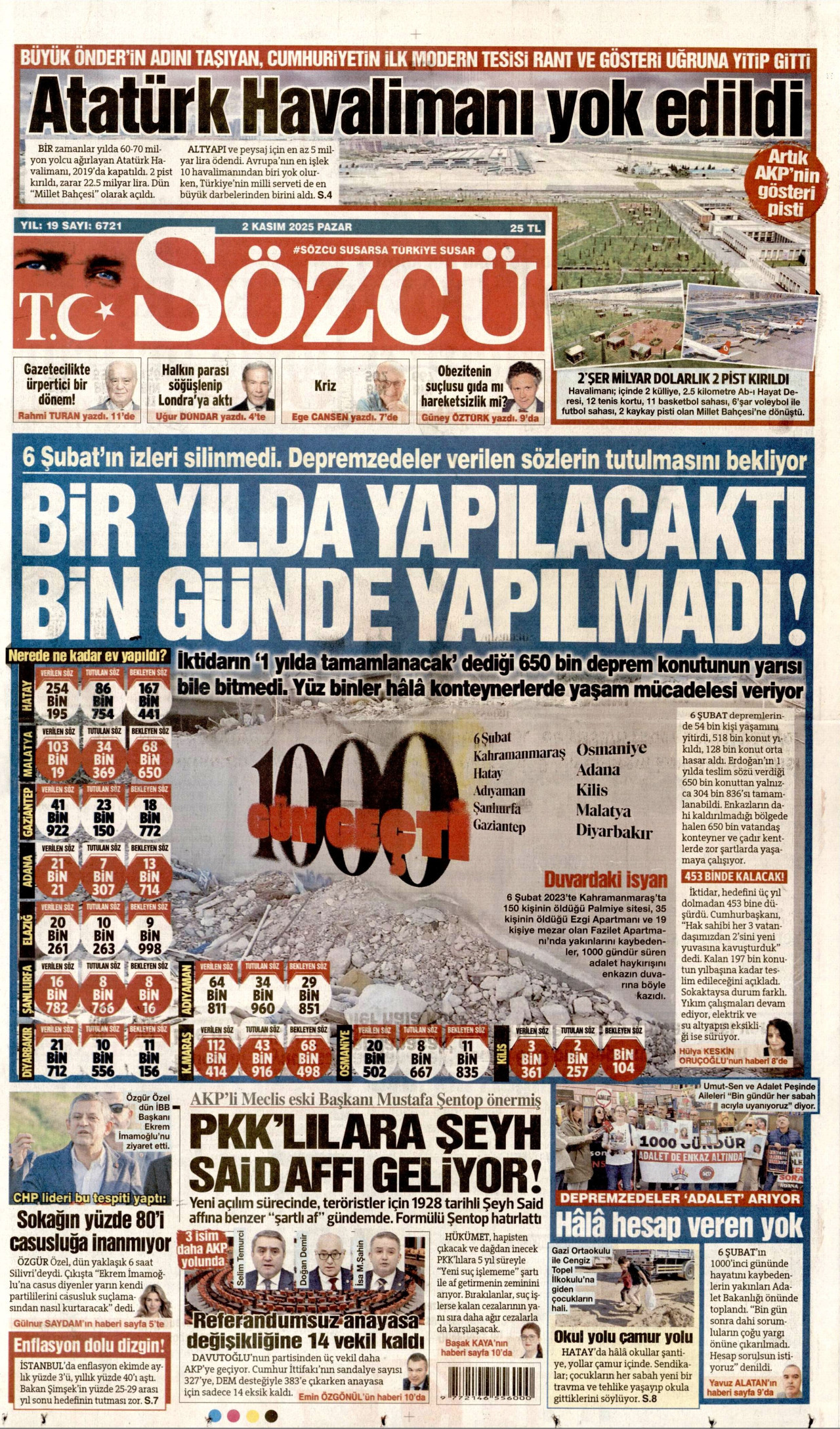 SÖZCÜ Gazete Manşeti