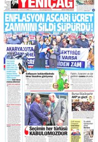 Yeniçağ Gazetesi Gazete Manşeti