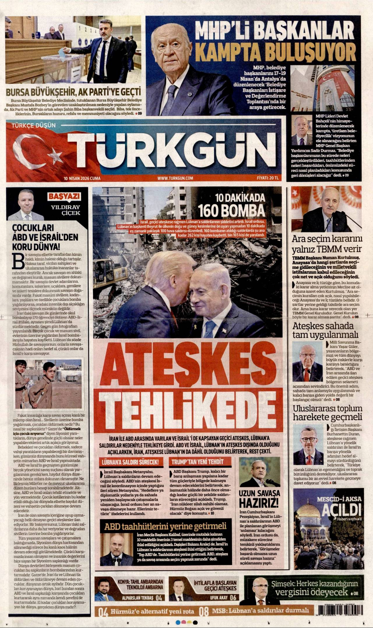 Türkgün Gazetesi Gazete Manşeti