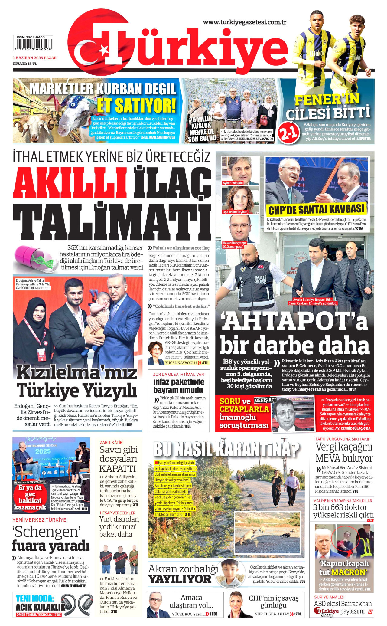 TÜRKİYE GAZETESİ Gazete Manşeti