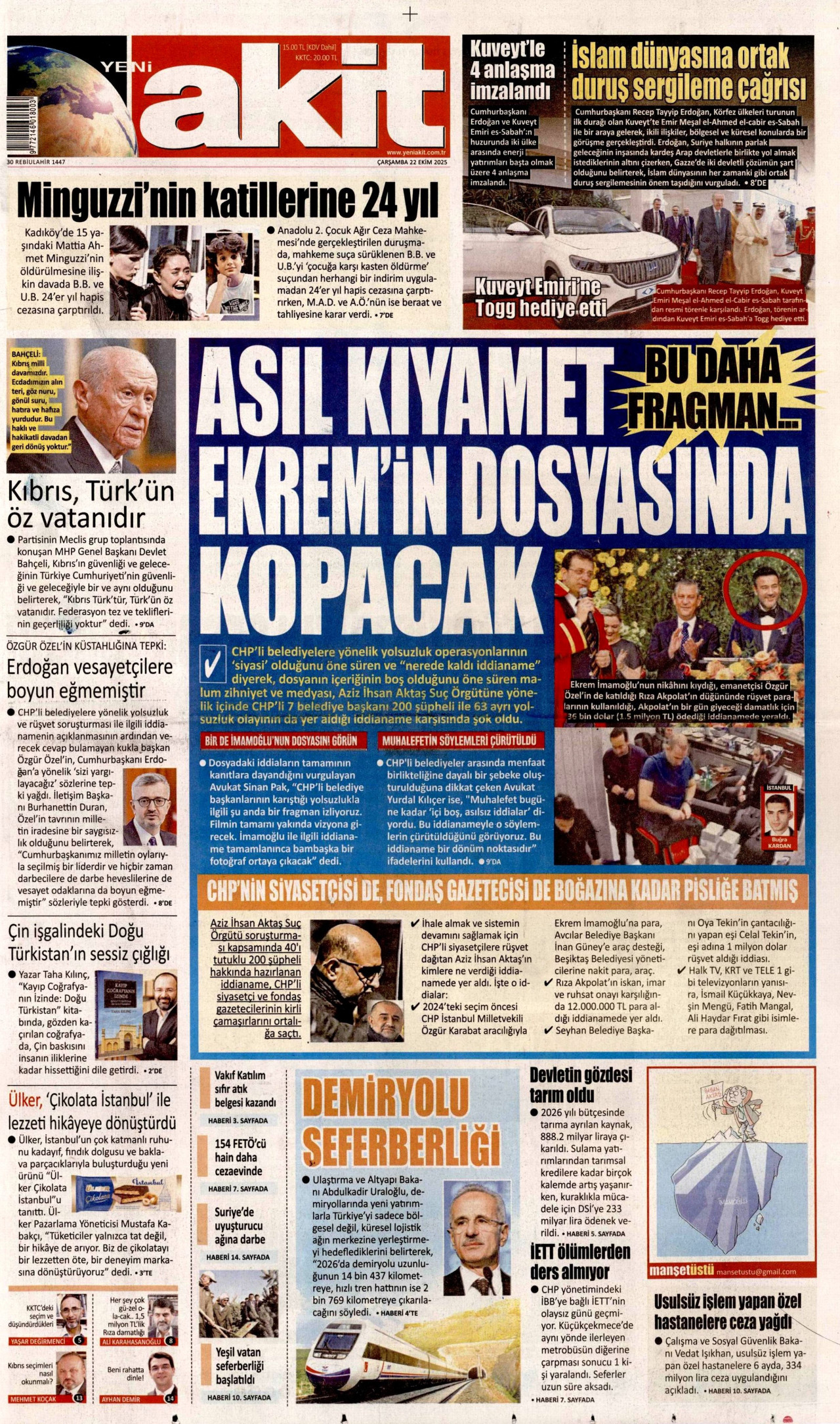 YENİ AKİT Gazete Manşeti