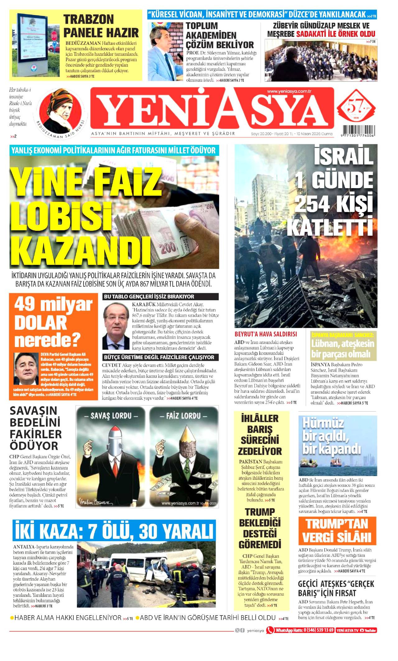 Yeni Asya Gazetesi Gazete Manşeti